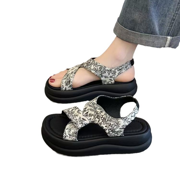 PLOVER sandalias de verano para mujeres con zapatos de muffin de alta calidad de suela gruesa, moda nacional, nuevos zapatos romanos de red china