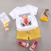 Cartoon set, scarf, trousers, flower boy costume for leisure, sleeves, with little bears, wholesale, with short sleeve