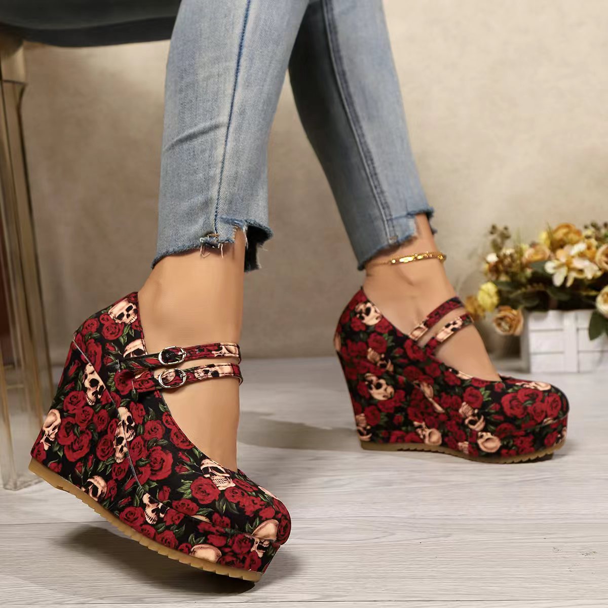 Women's Summer Wedge With Thick Platform, Waterproof, High Heel, Fashionable Casual Buckle Sandals For Outdoor Wear_vogvips.com