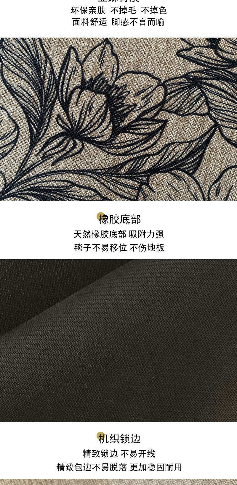 Cross-border Linen Floor Mat Bathroom Non-slip Mat Door Mat Household Bathroom Absorbent Wear-resistant Washable Door Mat
