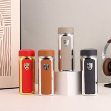 厂家定制皮质银杯子镀银保温杯刻字礼品银茶杯商务双层保温杯批发