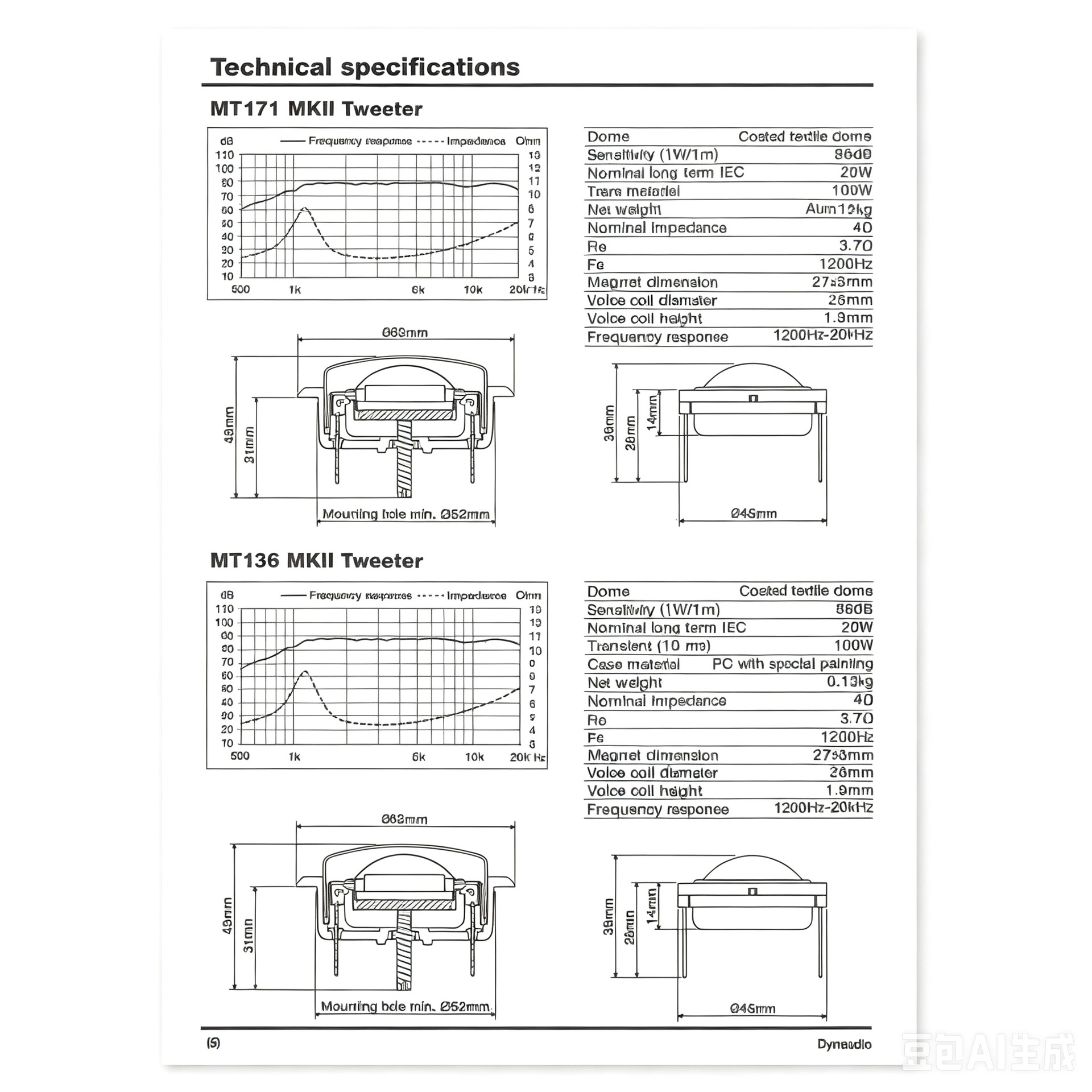 Danish Dynaudio ESOTAN 232 MKⅡ two-way tweeter and subwoofer upgrade modification kit