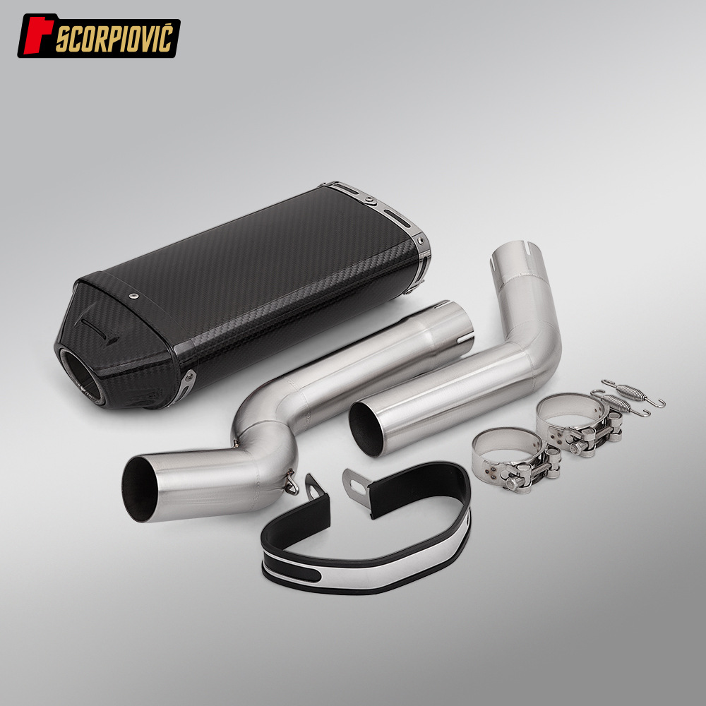 CBR600RR F5 stainless steel split mid-section exhaust pipe set with carbon fiber tail section silencer, non-destructive installation