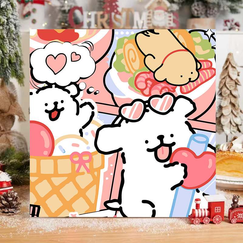 ライン子犬デジタル油絵 diy 手描き落書き漫画かわいい癒しの装飾メーカー卸売|undefined
