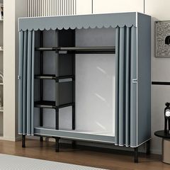 耐用加粗组装结实全钢架柜出租房立式加固衣橱子简易衣柜家用卧室