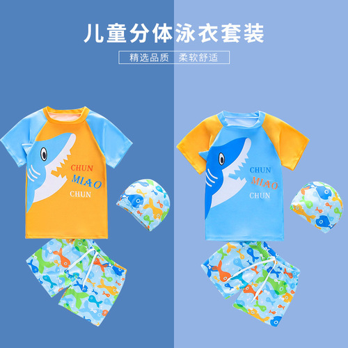 Children's swimwear set, unisex two-piece swimsuit for 1-5 year old kids, wholesale cartoon swimwear