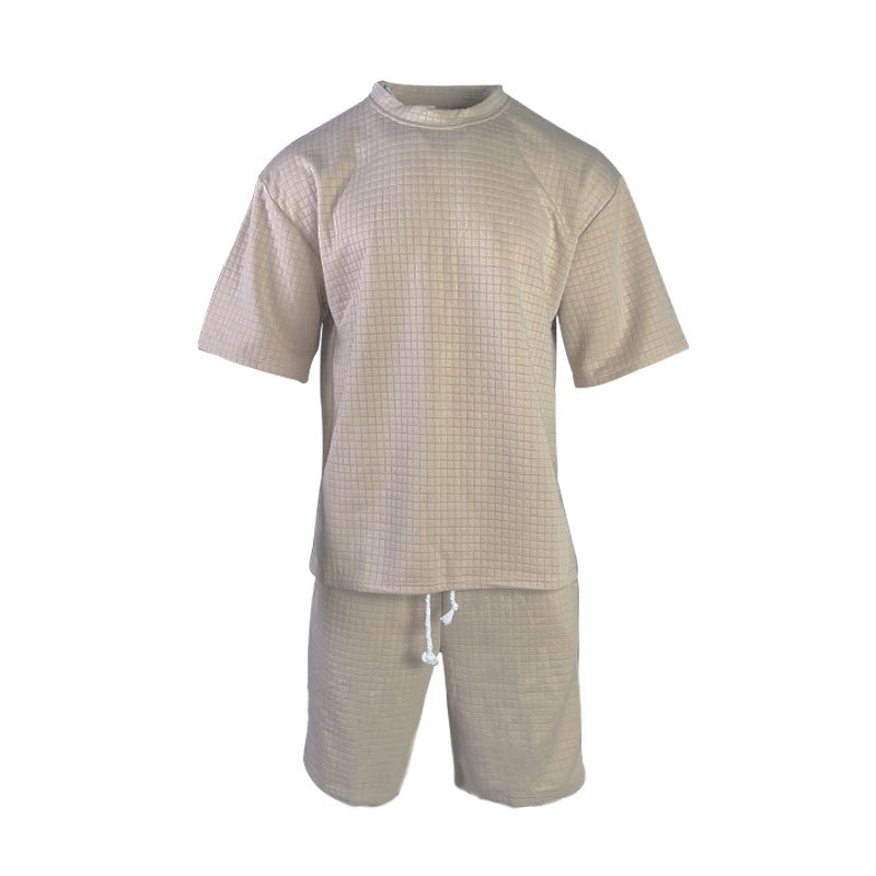 Monochrome Man- Casual Sports Set Summer Loose Ice Silk Short Sleeve T-Shirt Men's Shorts Two-Piece Trendy Quick-Dry_viptrois.com