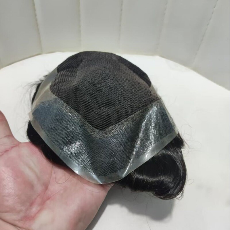 high quality Men's Wig South Korea Net Base Flexible Wear Hair Block Human Hair Natural Invisible Hair Fit