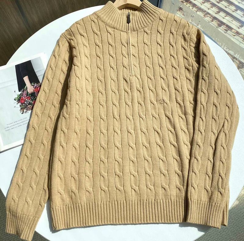 高品質/スキャン可能ラフ90ウール10カシミヤクラシックポニーウール半ジッパーセーターニット|undefined