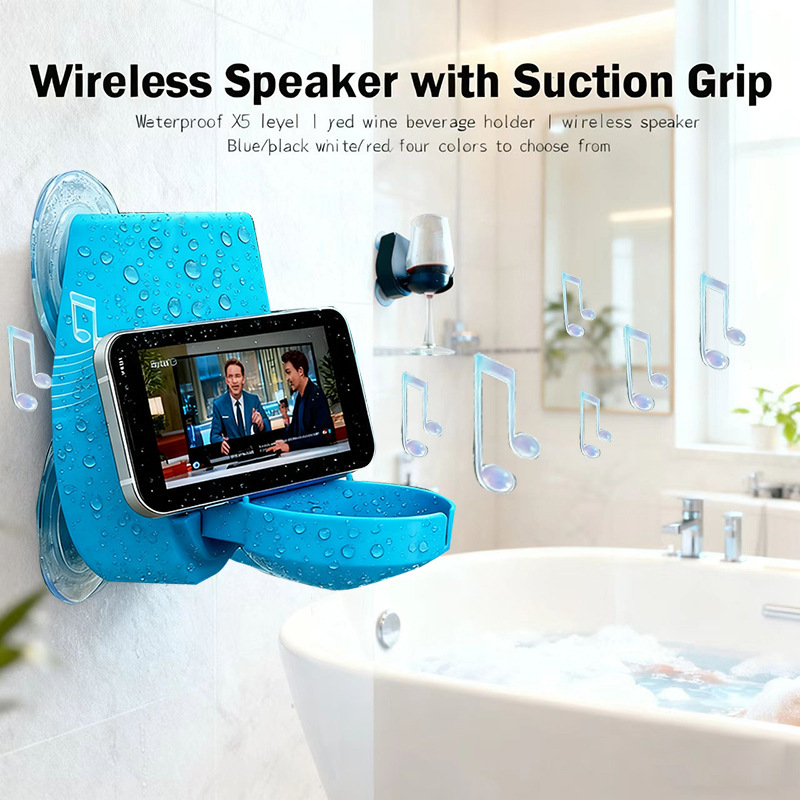 Cross-Border Exclusive Supply of Ce Certified Fcc Waterproof Shower Bluetooth Speaker Bathroom Audio Red Wine Convenient Bath Audio