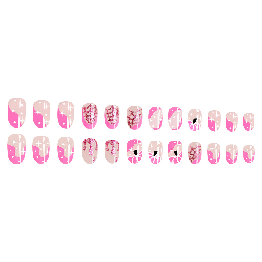 Halloween False Nails With Glitter Pumpkin And Star Designs_voghion.com