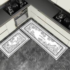 Modern Light Luxury Minimalist Black and White Bird and Animal Kitchen Mat Set Entry Mat Bedroom Non-slip Bedside Runner