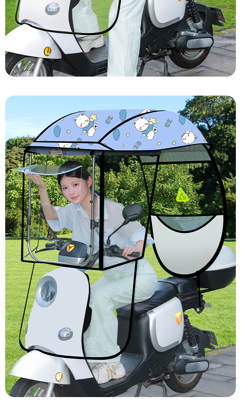 Electric Vehicle Canopy, New Model for Winter, Detachable Motorcycle Windproof Cover, Sun Protection and Rain Umbrella