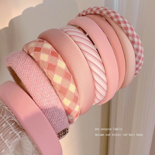 Summer pink high-ceiling headband for girls with sweet temperament and hair-pressing headband for daily non-slip hairpins for face wash and hair bundles