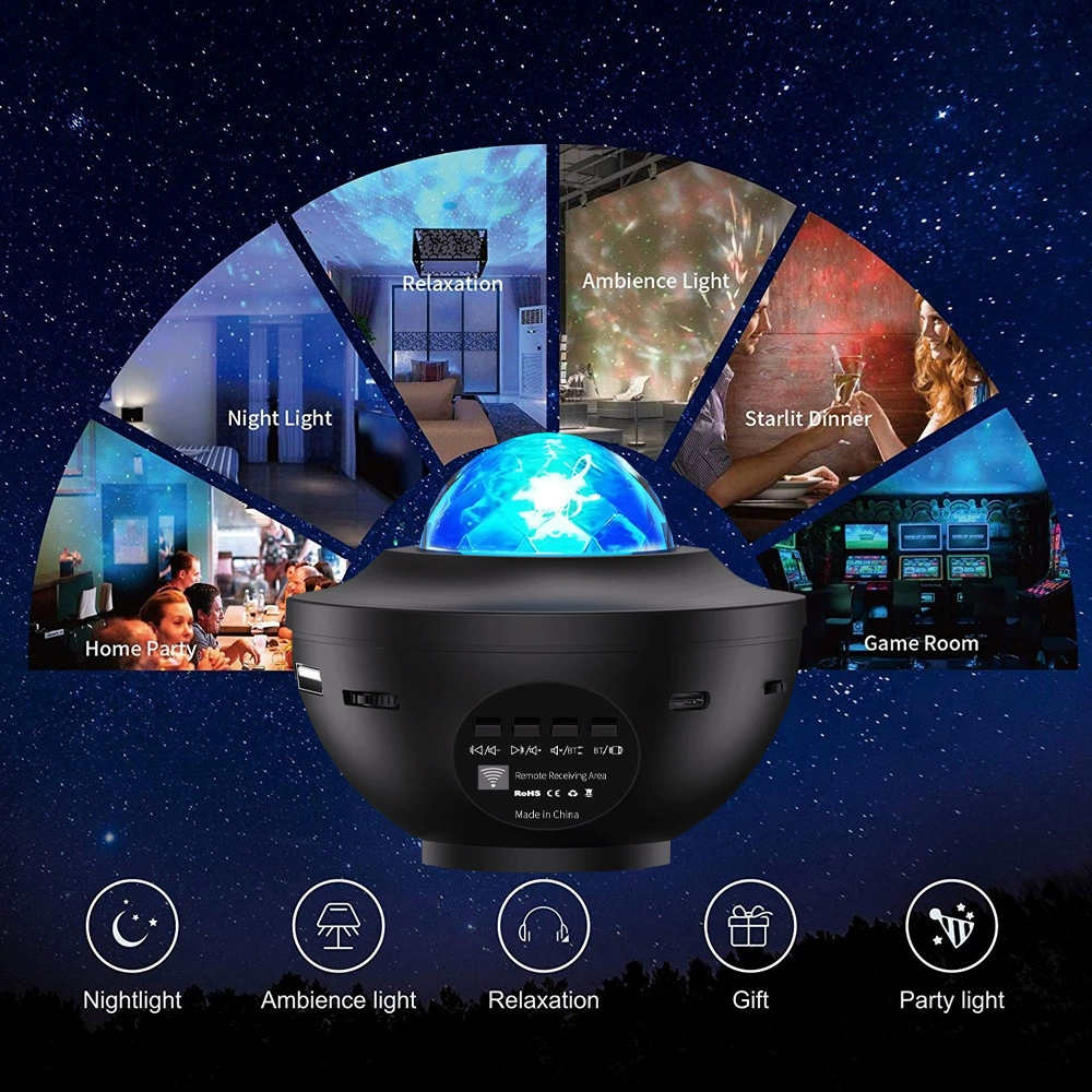 Star Projection Lamp, Bluetooth Night Light with Laser, 10 Modes & 1/2h Timer, 4W USB