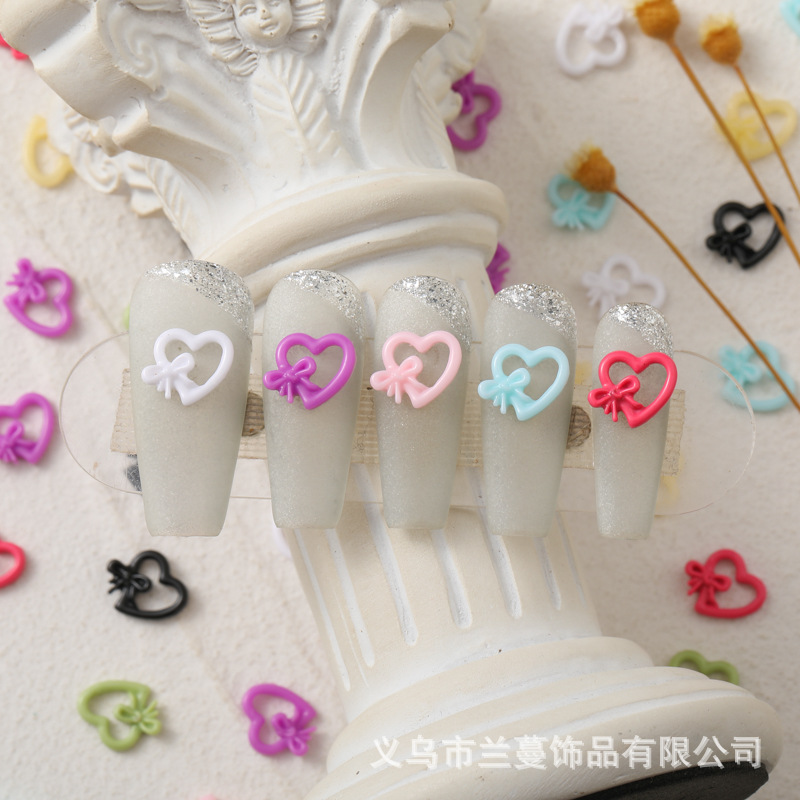 multicoloured nail stickers with bow