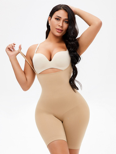European and American large size fat women's seamless body shaping garments, waist reinforcement, abdominal opening, crotch lifting butt lifting jumpsuit D1685