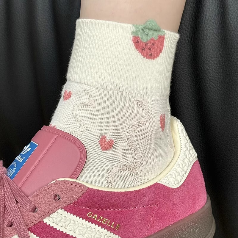 White Strawberry Socks Women's Summer Thin Short Socks Cute Japanese Pure Cotton with German Training Shoes Short Socks Korean Style Summer White Strawberry Socks Women's Summer Thin Short Socks Cute Japanese Pure Cotton with German Training Shoes Short Socks Korean Style Summer