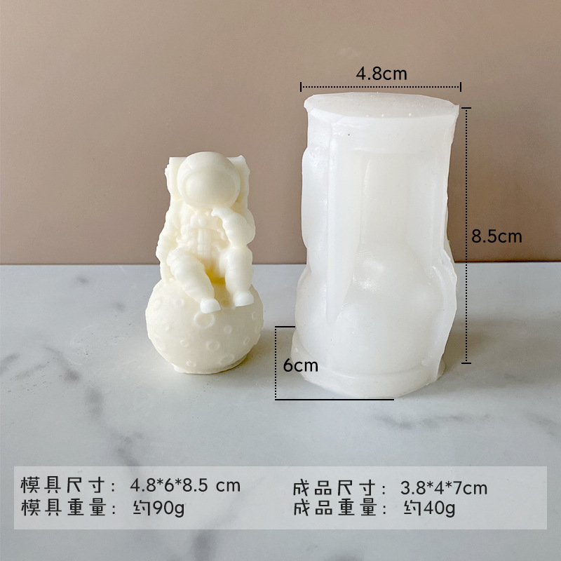 Jiahuimei Luna astronauta cubo de hielo molde DIY dibujos animados mini astronauta aromaterapia vela silicona abrasivo herramienta