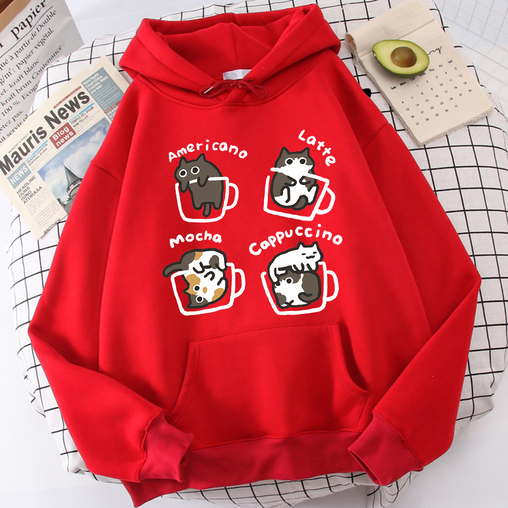 Five Little Cats Playing In The Cup Hoodies Male Set Harajuk