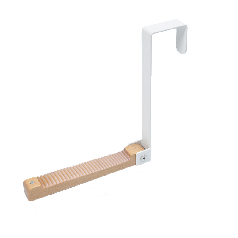 Gancho de estante de almacenamiento de puerta sin perforar de madera maciza colgante de pared plegable que ahorra espacio sin costuras percha de limpieza de ropa durante la noche