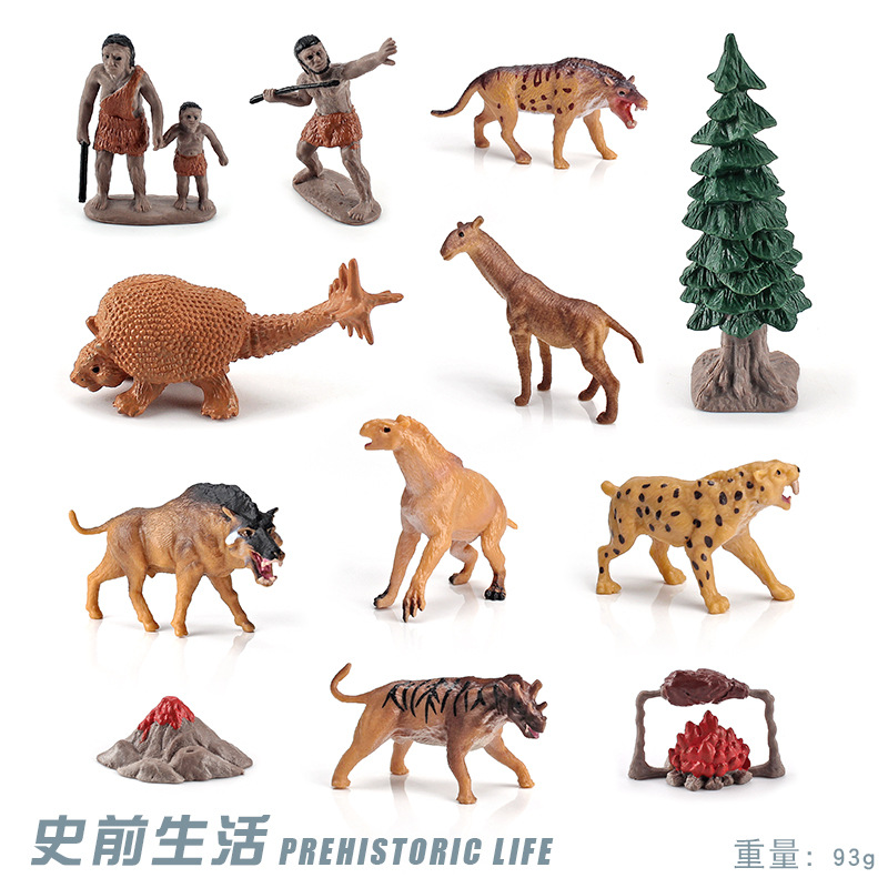 Simulación amazónica animal prehistórico modelo humano primitivo niño cognición de tiempos antiguos escenas de vida decoración