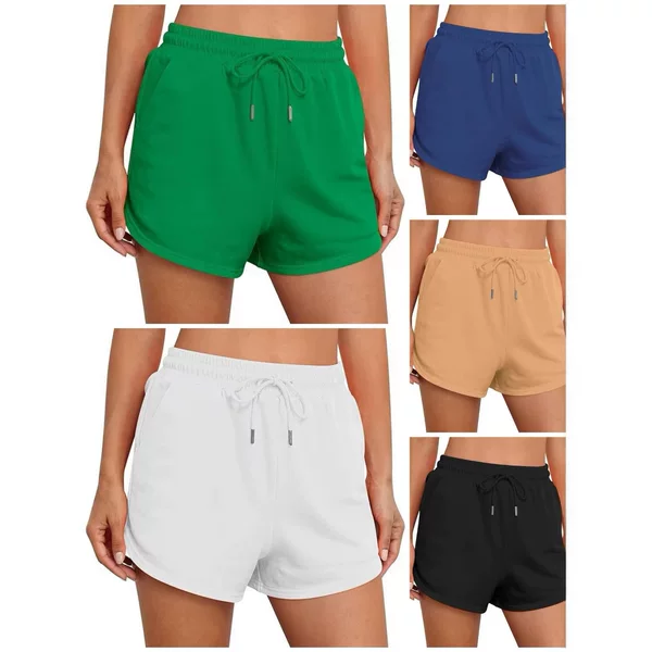 European and American Amazon Fashion 2026 Summer Style Women's Patchwork Polyester Shorts with Elastic Waist and Pockets