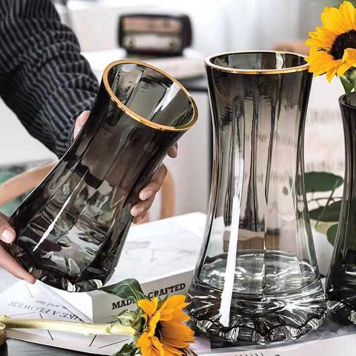 Modern Minimalist Glass Vase Hydroponic Creative Waist-Band Home Decor Ornament Living Room Simple Dried Flower Arrangement Vase