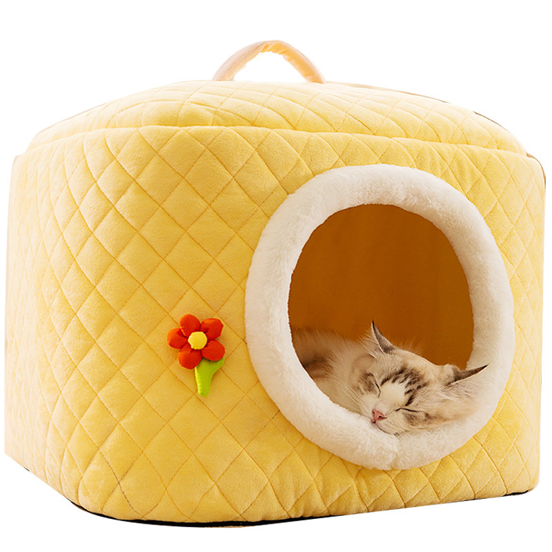 Cama para gatos completamente cerrada, extraíble y lavable, perrera para dormir, cama para gatos universal para cuatro estaciones, cama para perros, casa para gatos cálida en invierno, nido para mascotas