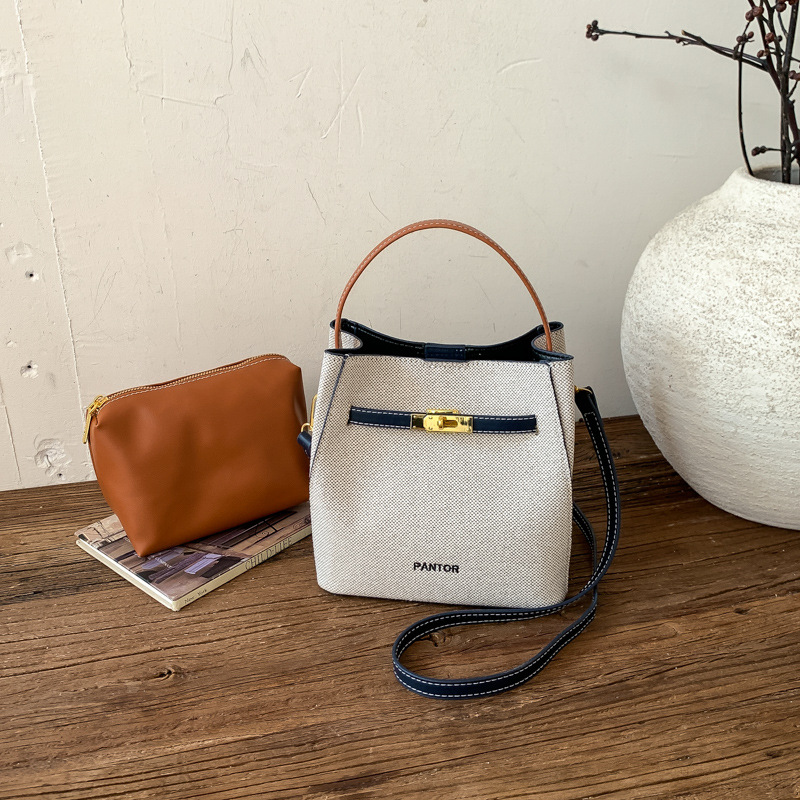 Bolso de nicho coreano bolso de cubo de agua de mujer venta caliente nuevo lienzo color de tela alta textura exquisita mochila image 9