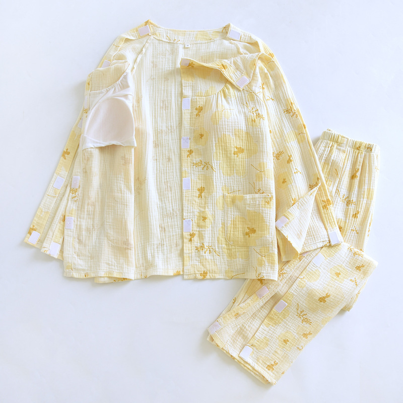 Women's Spring and Summer Large-Size Easy-To-Wear Nursing Clothes, Thin and Breathable, Suitable for Bedridden Patients, Post-Fracture Surgery, Loose-Fitting Pajamas for Acupuncture and Physical Therapy