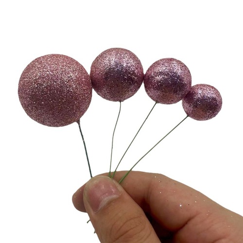20 Mixed Artificial Balls Gold and Silver Powder Blue Sparkle Glitter Smooth Surface Birthday Cake Supplies Cake Party Decorations