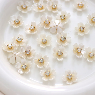 15mm flower shape Pearl petals with flower core DIY antique fashion accessories flower plate buckle bridal fan accessories