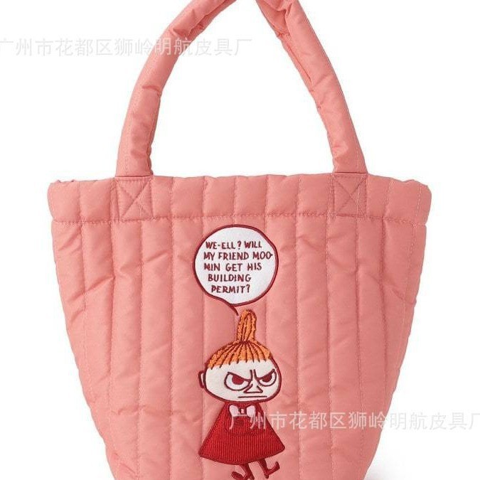 日系新款冬季厚款姆明手提袋可爱卡通女孩大容量可折叠包