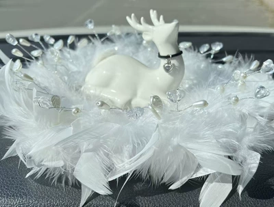 Gift Short Velvet — Car ornaments - 33-new-feather-round-cushion-ceramic-deer
