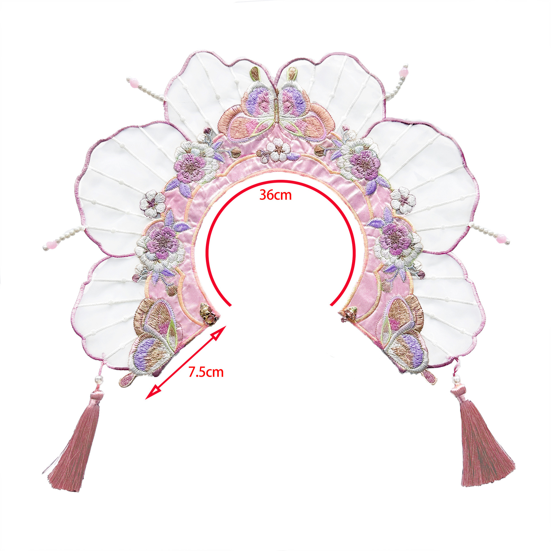 Mariposa para niños vestido chino hombro nublado vestido de caballo accesorios de decoración exterior collar falso bordado collar de perla pequeño chal