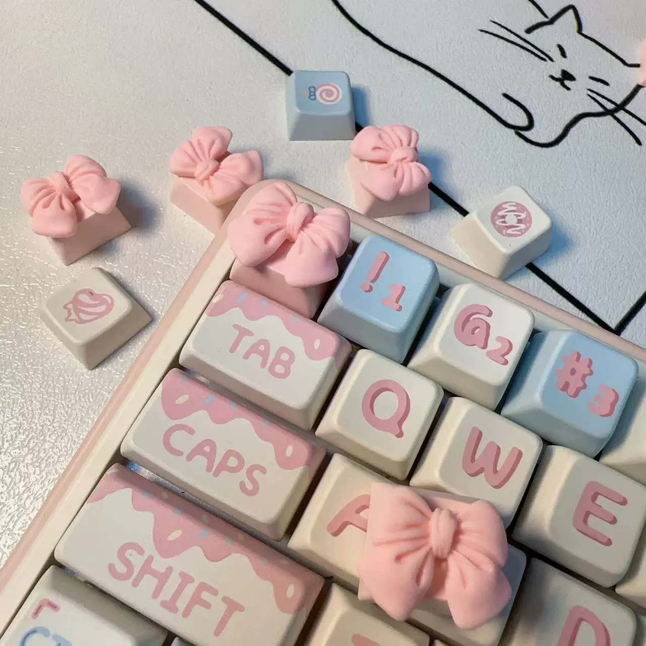 Колпачки для клавиатуры PBT с мультяшным дизайном, персонализированные колпачки XDA, колпачки для клавиш в форме гамбургера и банта, специальные клавиши, хит продаж на Xiaohongshu
