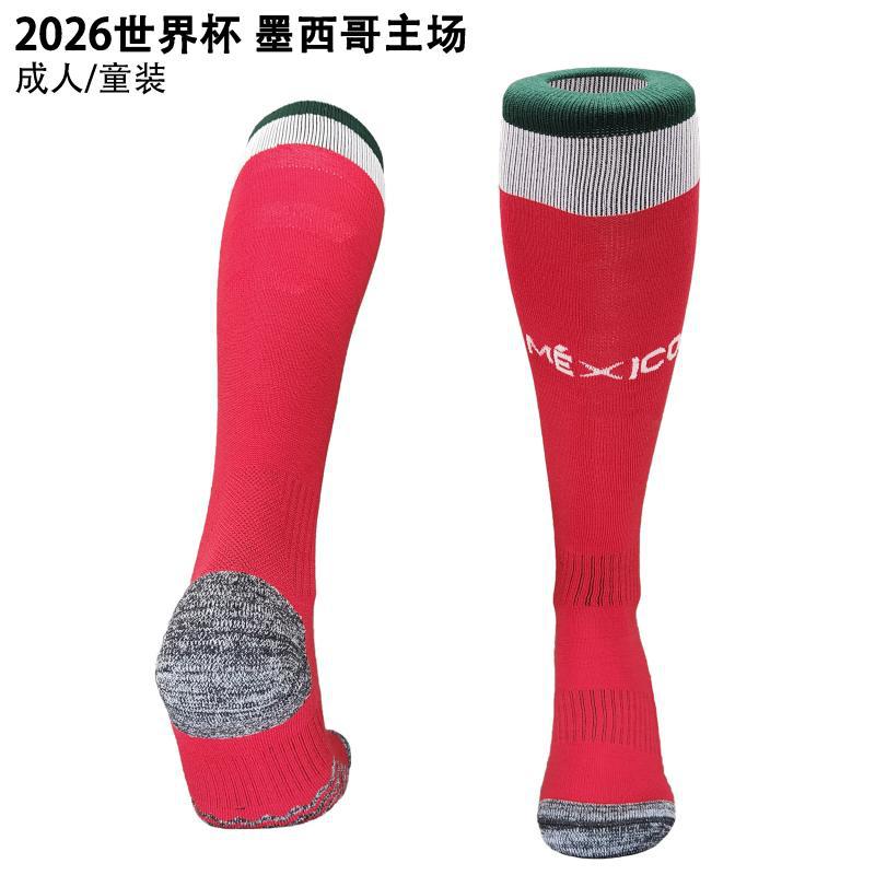 26 club tailandés Copa del Mundo calcetines de fútbol para hombres toallas profesionales sobre la rodilla antideslizante calcetines gruesas para adultos y niños