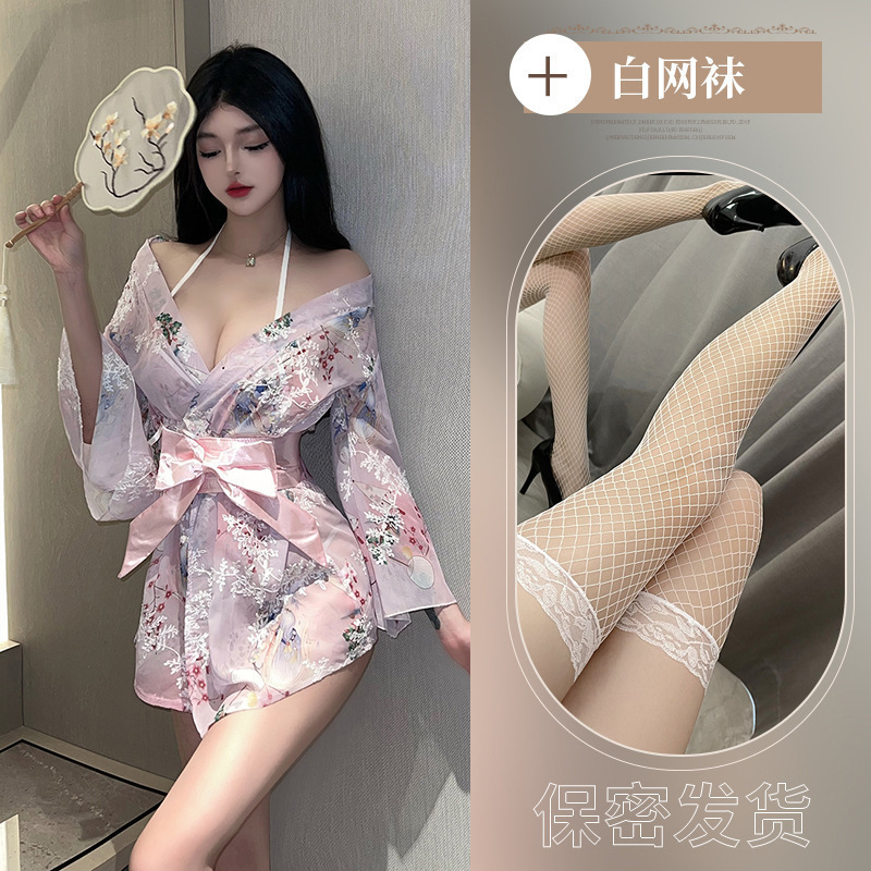 핑크 + 화이트 망사 스타킹