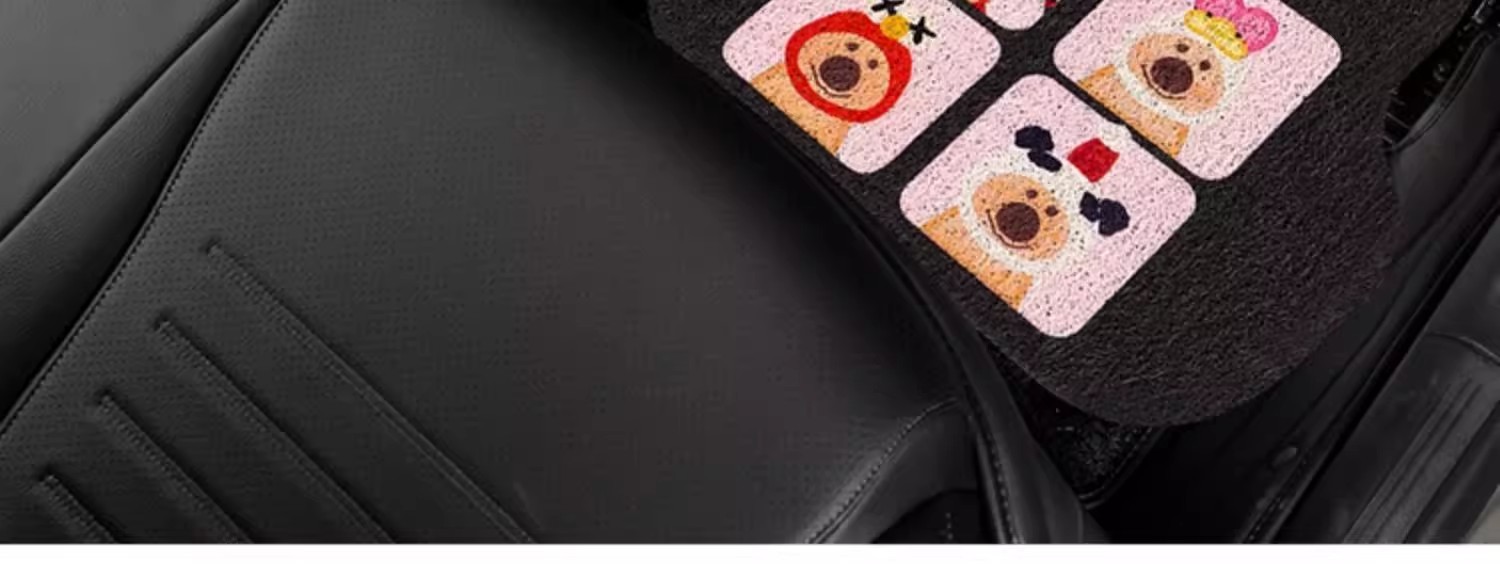 Cartoon cute animation car mat non-slip silk ring girl car anti-dirty foot mat universal monolithic car wear-resistant floor mat