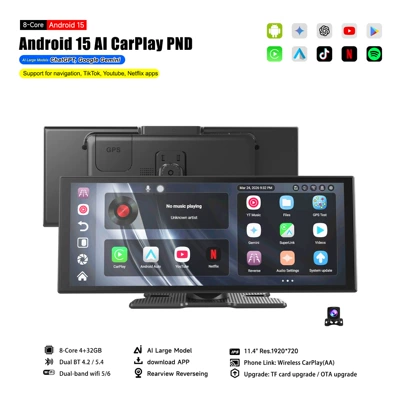Cross-Border 11.4inch Car Navigation System Wireless Carplay Smart Screen Car Reversing Camera Dash Cam (Driving recorder)