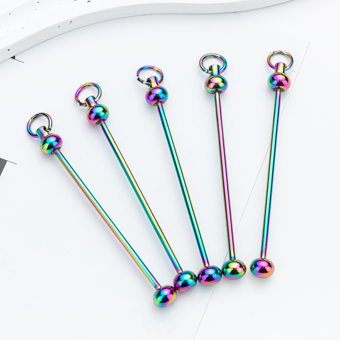 Creativo nuevo poste con cuentas de bricolaje spot color degradado hecho a mano llavero accesorios colgantes al por mayor