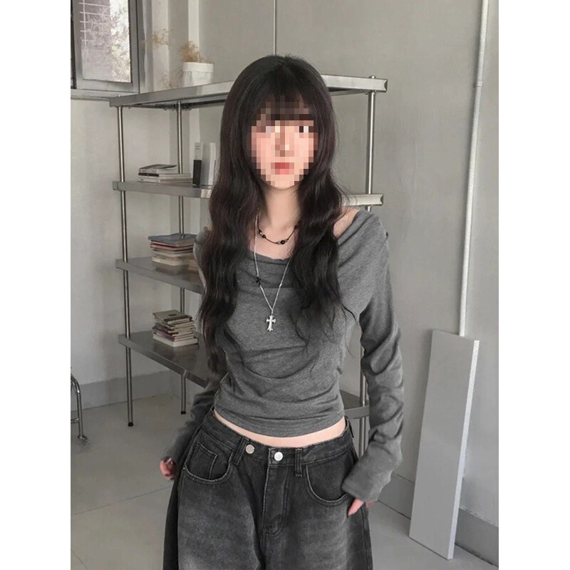 40-Count Modal Custom-Cut 260g Sexy Tight One-Shoulder Top Long-Sleeved Women's Autumn and Winter Inner Wear