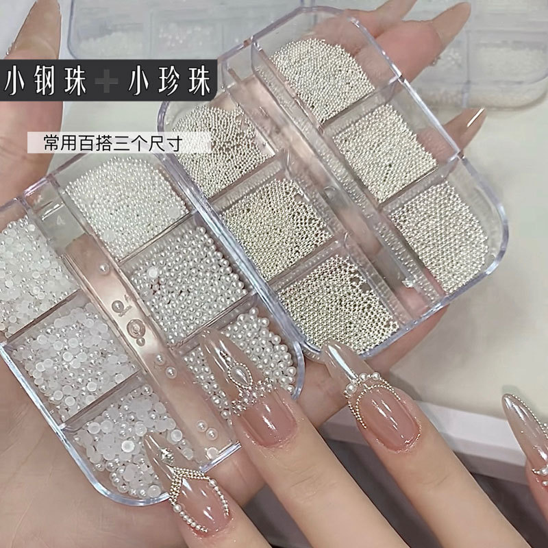 Nail Art Pearl Accessories, Off-White Flat-Bottomed Half-Round Pearls, Mini Steel Beads, Versatile Nail Rhinestones, 3D Nail Decorations Nail Art Pearl Accessories, Off-White Flat-Bottomed Half-Round Pearls, Mini Steel Beads, Versatile Nail Rhinestones, 3D Nail Decorations