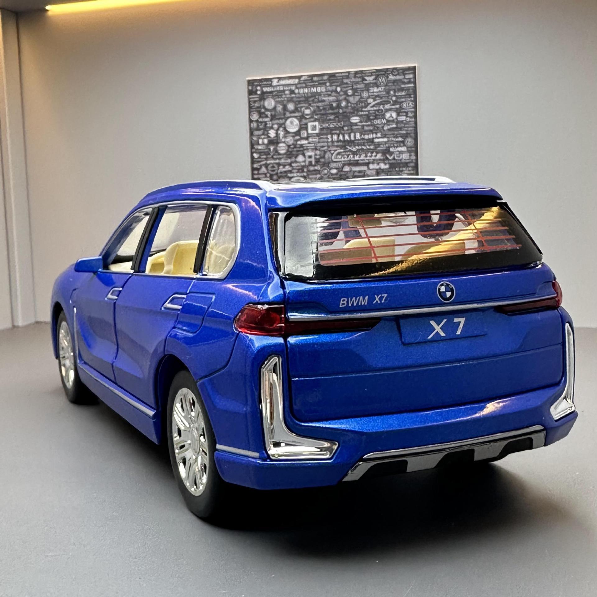 (A granel) modelo de coche de aleación de automóvil nuevo baoma X7 vehículo todoterreno con luz de sonido tire de nuevo modelo de música de coche de juguete