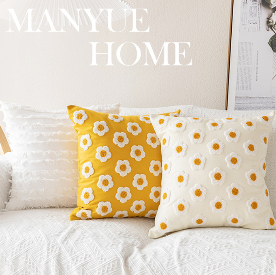 ins style daisy flower pillowcase cushion cover living room sofa backrest waist pillow bedroom bedside pillow wholesale