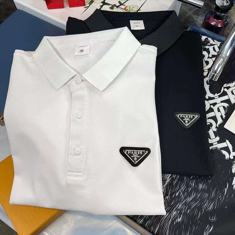 High-end European Men's Short-sleeved Polo Shirt Trendy Brand Lop Half-sleeved T-shirt Simple Light Luxury Solid Color Base Shirt High-end European Men's Short-sleeved Polo Shirt Trendy Brand Lop Half-sleeved T-shirt Simple Light Luxury Solid Color Base Shirt