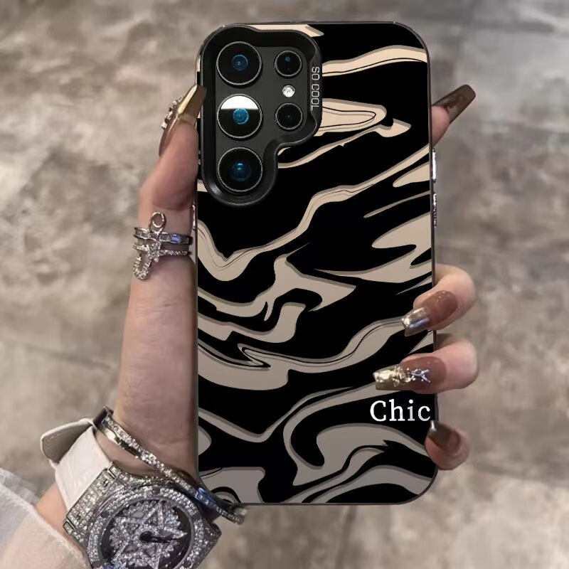 Black Corrugated Suitable for Samsung Galaxy S25 Mobile Phone Case Samsung S24 Ultra Export A35 Classy