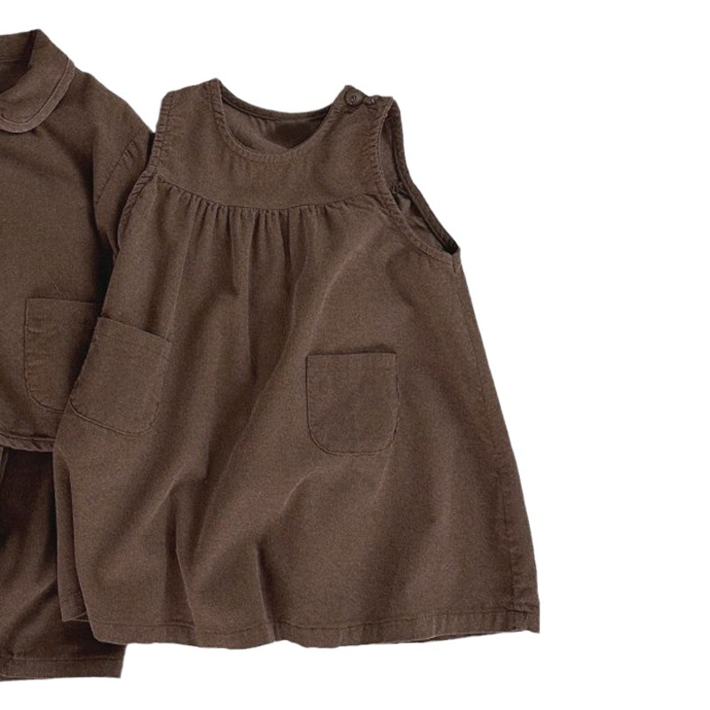 INS estilo coreano ropa de otoño e invierno para niñas nuevo vestido de moda estilo occidental PANA cuello redondo chaleco falda de muñeca