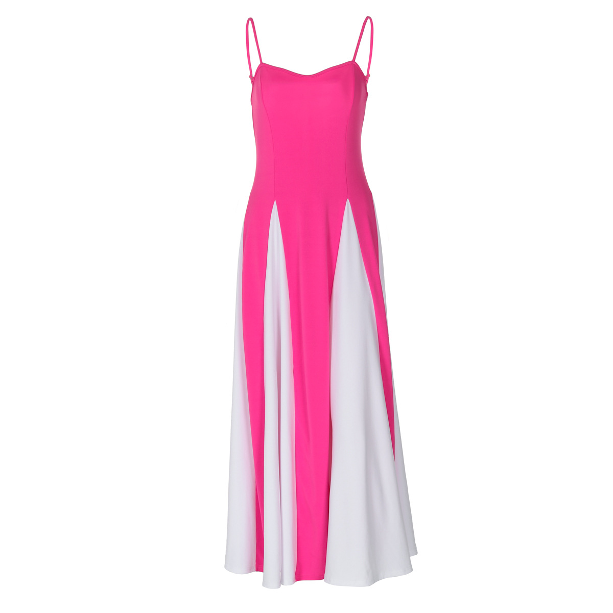 Fashionable Women's Contrast Stitching Suspender Prom Evening Dress_voghion.com